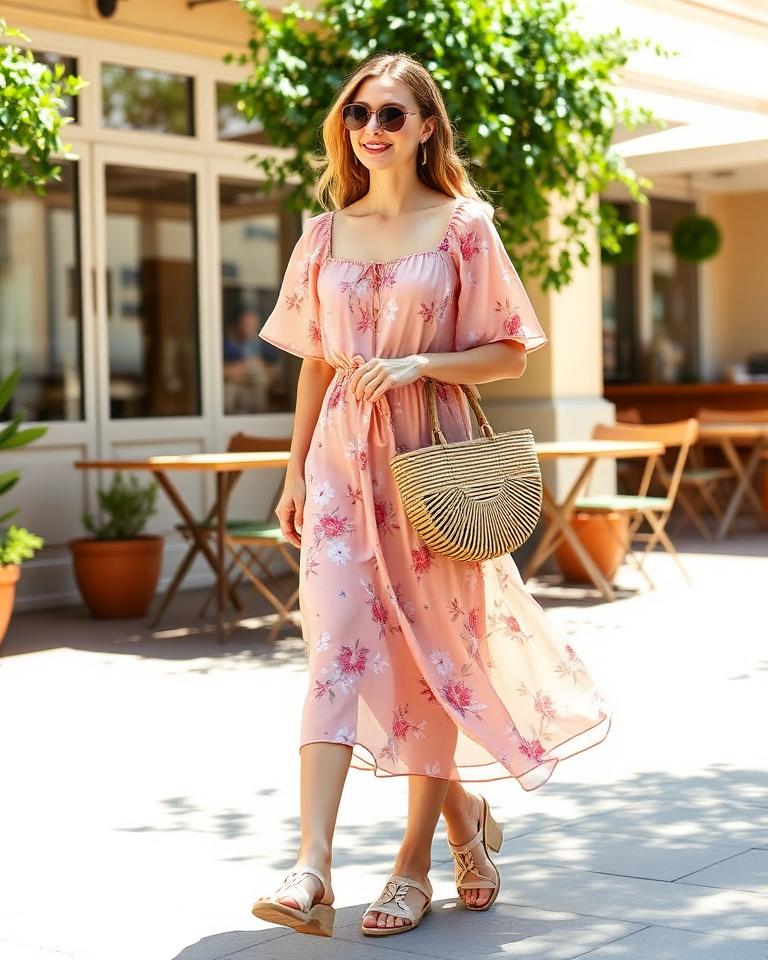 Vestido midi rose